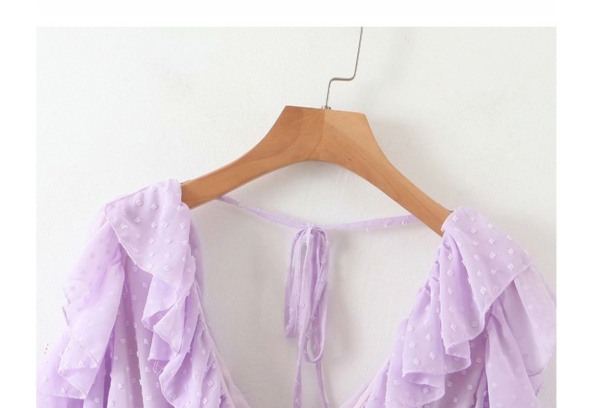 Fashion Purple Sheared Ruffled Off-shoulder Jumpsuit,Shorts