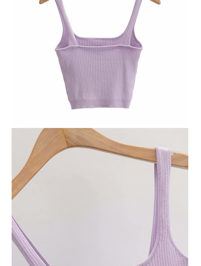 Fashion Blue Square Collar Knitted Camisole T-shirt,Tank Tops & Camis