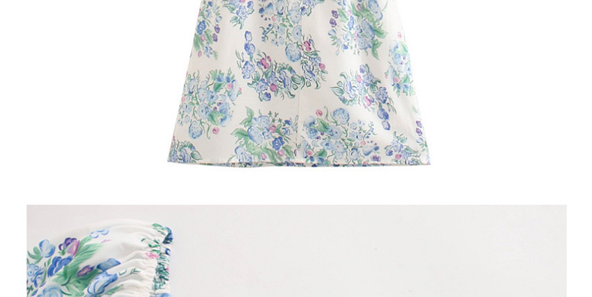 Fashion White Puff Sleeve Floral Print Dress,Mini & Short Dresses