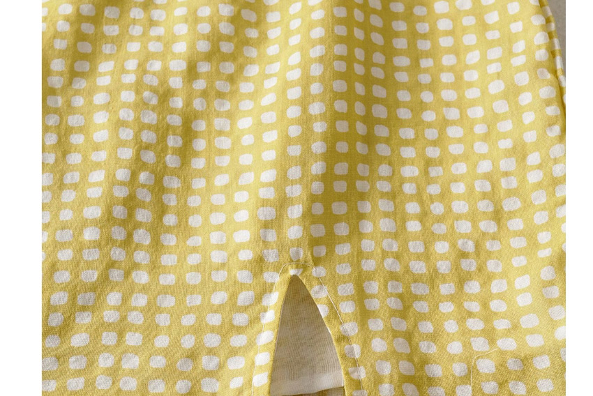 Fashion Yellow Checked Slit Skirt,Skirts