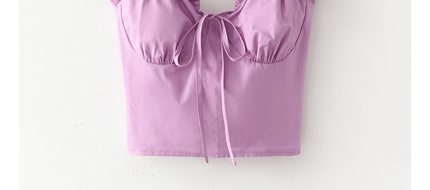 Fashion Purple Ruffled Shoulder Strap Pleated Exposed Navel Top,Hair Crown