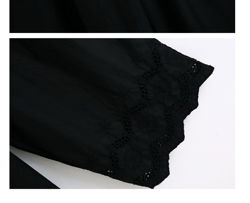 Fashion Black Cutout Embroidered Poplin Lace Straight Pants,Pants