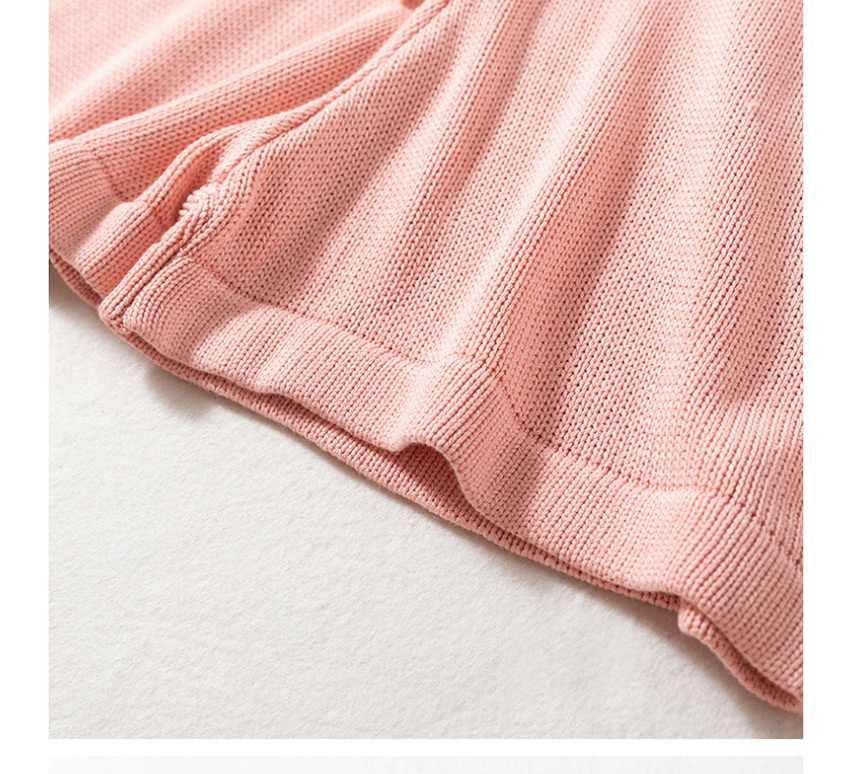 Fashion Pink Knitted Wide Band Straight Pants,Shorts