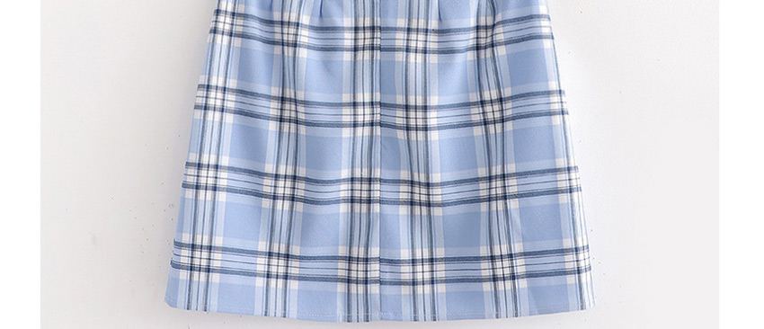 Fashion Blue Checked Printed Skirt,Skirts