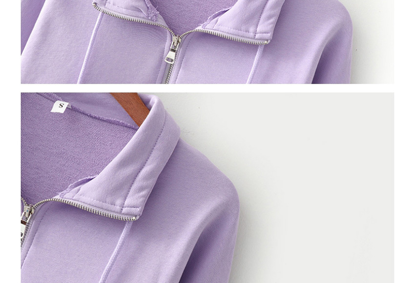 Fashion Purple Zipper Stitching Drawstring Pullover Sweater,Tank Tops & Camis