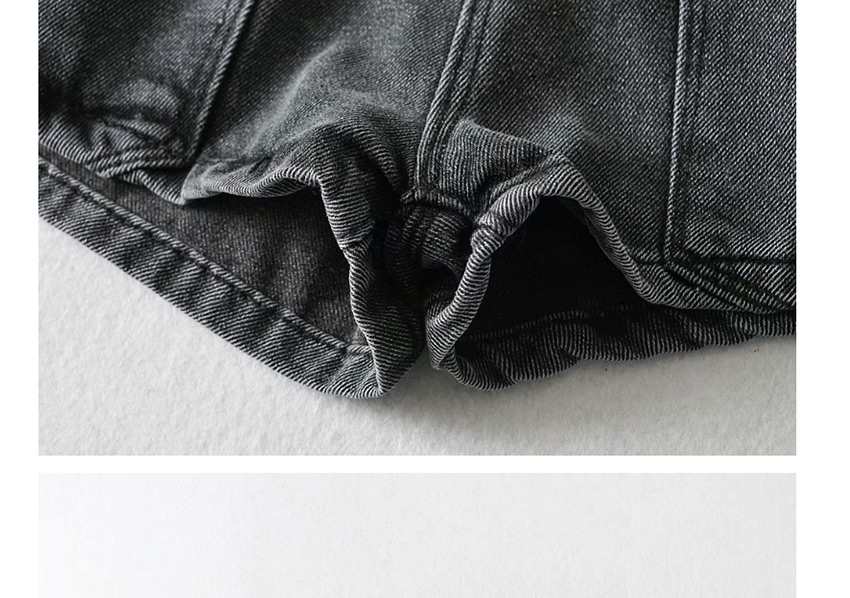 Fashion Gray Washed Double-waist Denim Slim-fit Shorts,Shorts