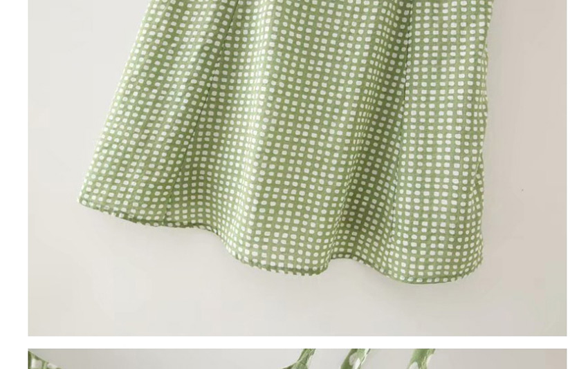Fashion Green Plaid Lace Halter Dress,Mini & Short Dresses