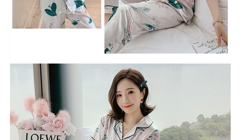 Fashion Winnie The Pooh Ice Silk Short Sleeve Printed Cardigan Pajama Set  Silk,CURVE SLEEP & LOUNGE