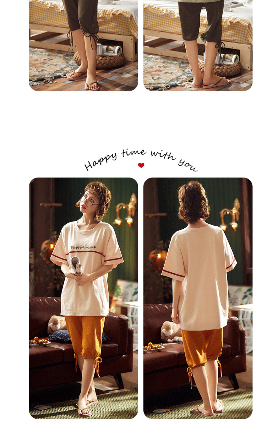 Fashion Drink Alphabet Short-sleeved Cotton Thin Printed Pajama Suit  Cotton,SLEEPWEAR & UNDERWEAR