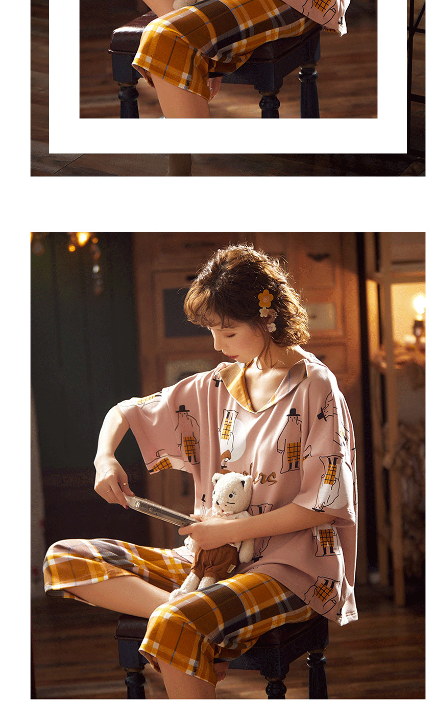 Fashion Polka Dot Girl Short-sleeved Cotton Thin Printed Pajama Suit  Cotton,SLEEPWEAR & UNDERWEAR