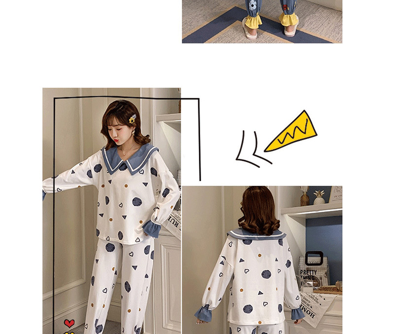 Fashion Flowers Long-sleeved Printed Contrast Cotton Pajamas Suit  Knitted Cotton,SLEEPWEAR & UNDERWEAR