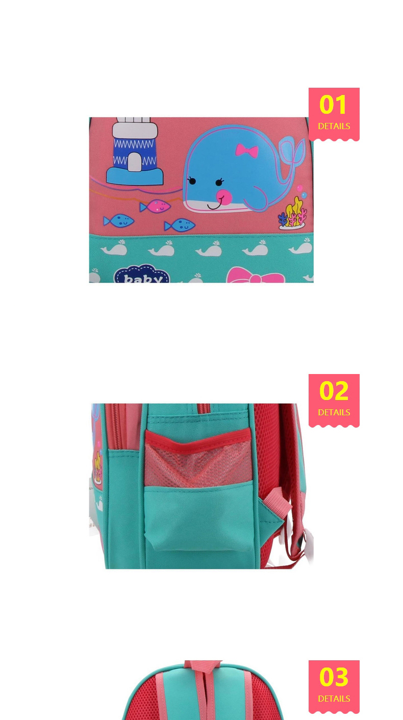 Fashion Pink With Green Animal Print Contrast Childrens School Bag,Backpack