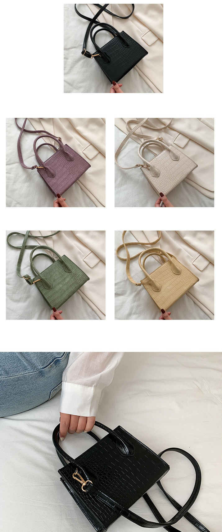 Fashion Purple Crocodile Diagonal Shoulder Bag,Messenger bags