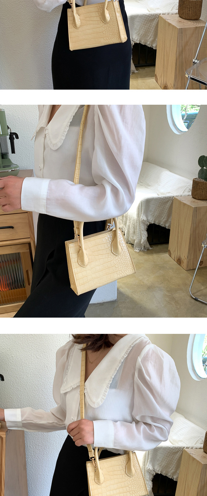 Fashion Yellow Crocodile Diagonal Shoulder Bag,Messenger bags