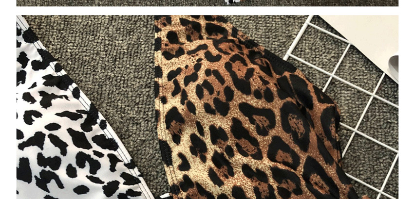 Fashion Brown Leopard Leopard Print Stitching Contrast Color One-piece Swimsuit,One Pieces