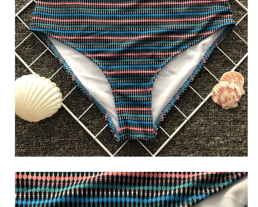Fashion Blue Striped Printed High Waist Swim Trunks,Beach accessories