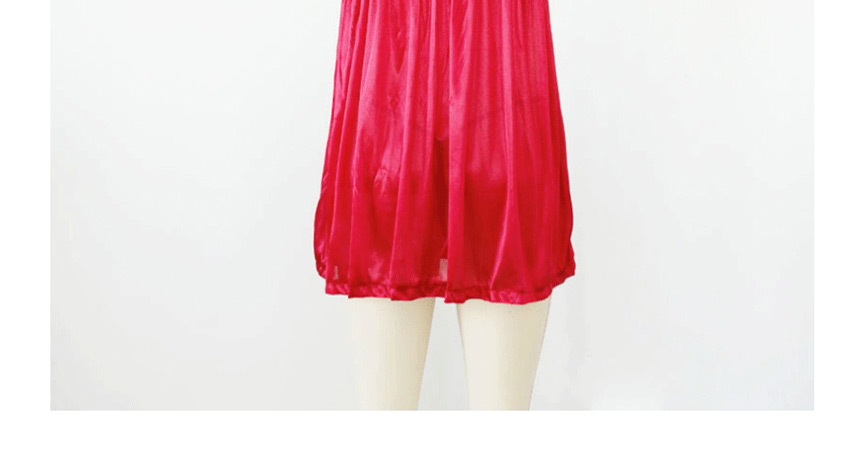 Fashion Red Lace Stitching Contrast Color Nightdress,SLEEPWEAR & UNDERWEAR