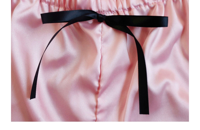 Fashion Pink Striped Lace Contrast Color Strap Pajamas,SLEEPWEAR & UNDERWEAR