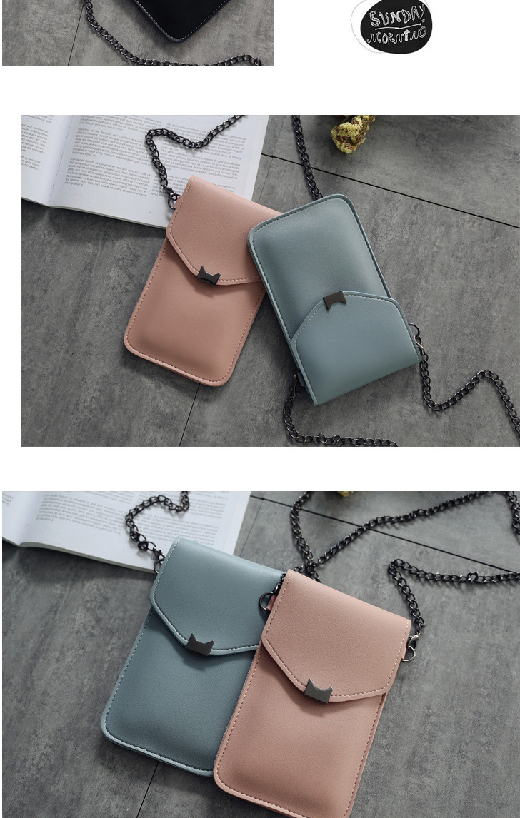 Fashion Dark Pink Cat Ear Chain Transparent Touch Screen Shoulder Messenger Bag,Shoulder bags