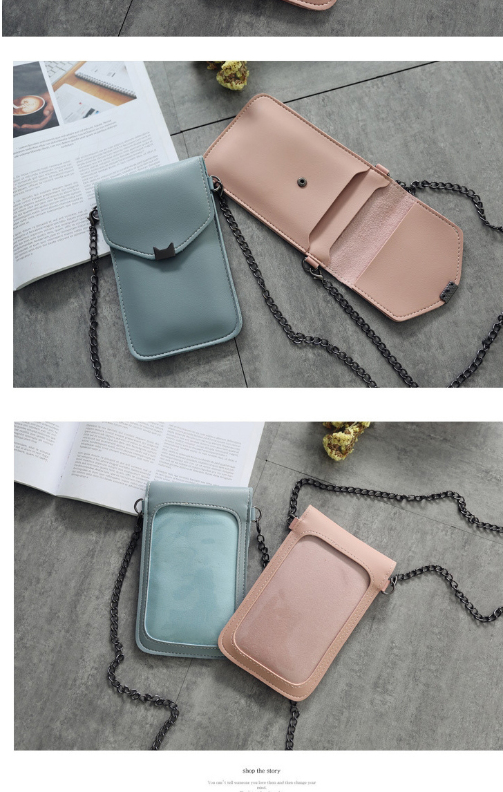 Fashion Dark Gray Cat Ear Chain Transparent Touch Screen Shoulder Messenger Bag,Shoulder bags