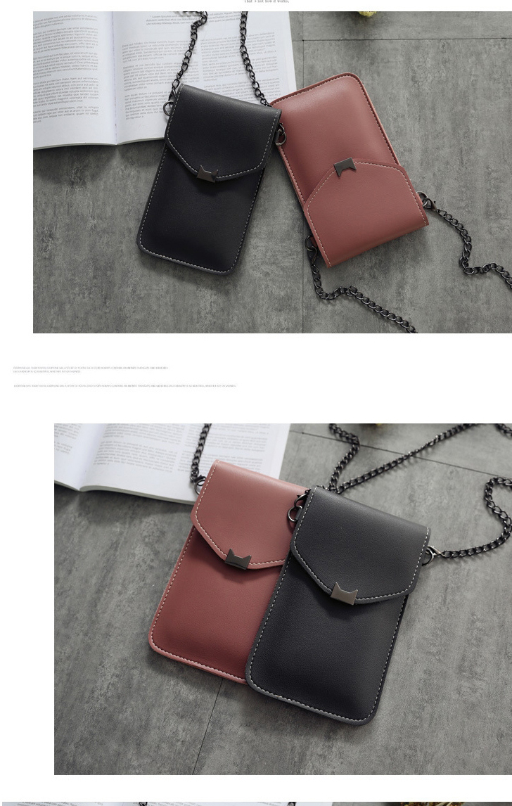 Fashion Gray-blue Cat Ear Chain Transparent Touch Screen Shoulder Messenger Bag,Shoulder bags