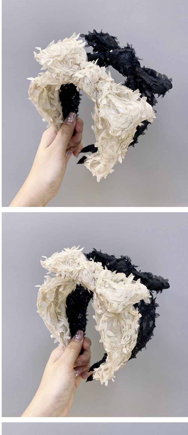Fashion Khaki Lace Bow Net Yarn Wide-brimmed Headband,Head Band