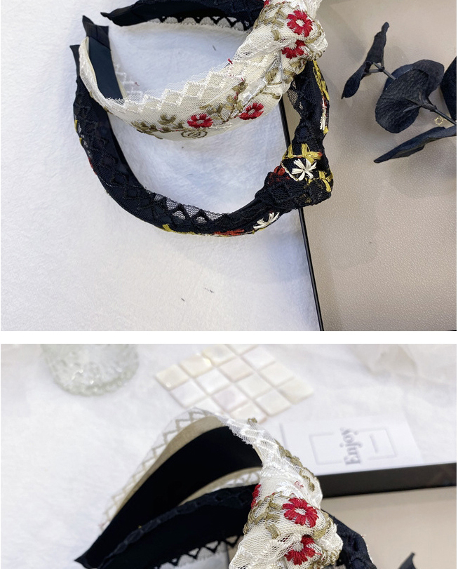 Fashion White Embroidered Small Flowers With Wide Knotted Mesh Headband,Head Band