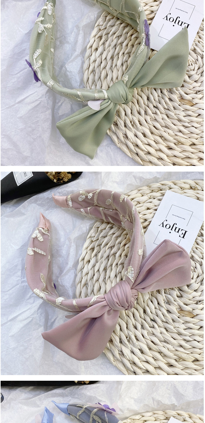 Fashion Yellow Mesh Lace Flower Handmade Bow Tie Knot Wide-brimmed Headband,Head Band