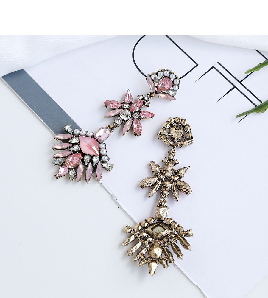 Fashion Pink Alloy Diamond Stud Earrings,Drop Earrings