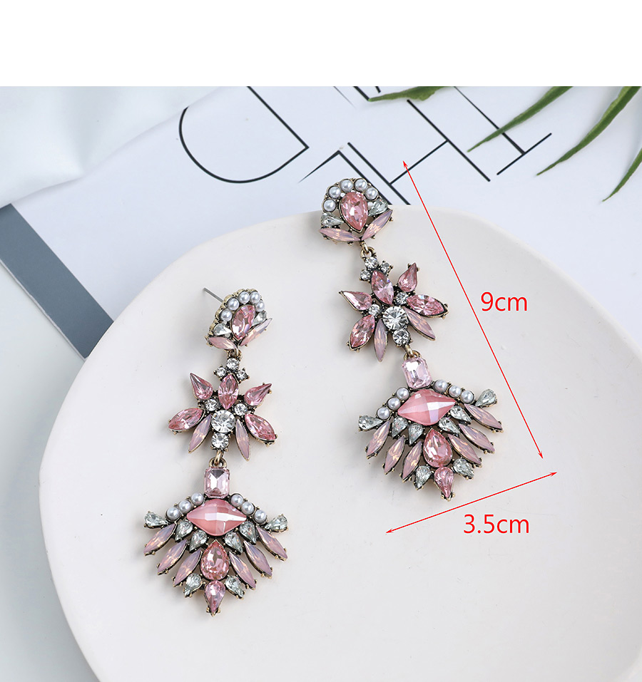 Fashion Pink Alloy Diamond Stud Earrings,Drop Earrings