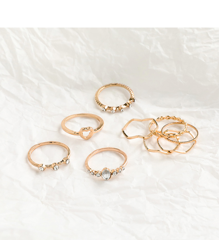 Fashion Golden Alloy Diamond Love Ring Set,Rings Set