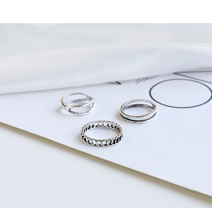 Fashion Silver Alloy Moon Resin Ring Set,Rings Set
