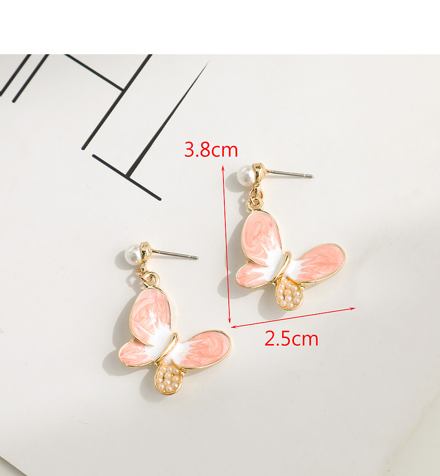 Fashion Pink Alloy Drop Pearl Pearl Stud Earrings,Drop Earrings