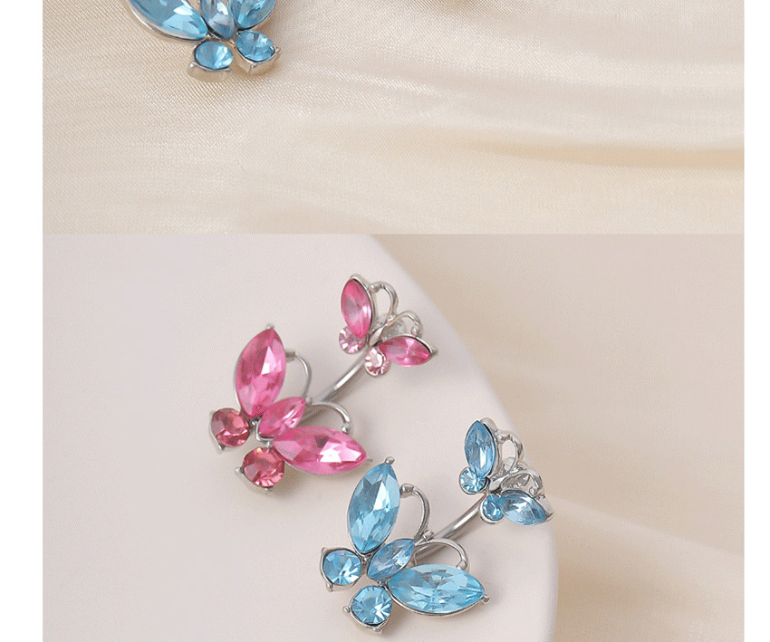 Fashion Blue Geometric Butterfly Micro-set Rhinestone Alloy Navel Nail,Belly Rings