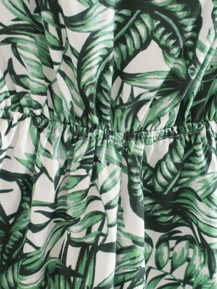 Fashion Leaves Leaf Print Slim Suspenders Jumpsuit,Shorts