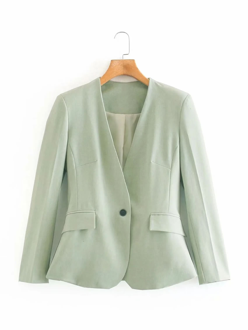 Fashion Green Plaid Slim Blazer,Coat-Jacket
