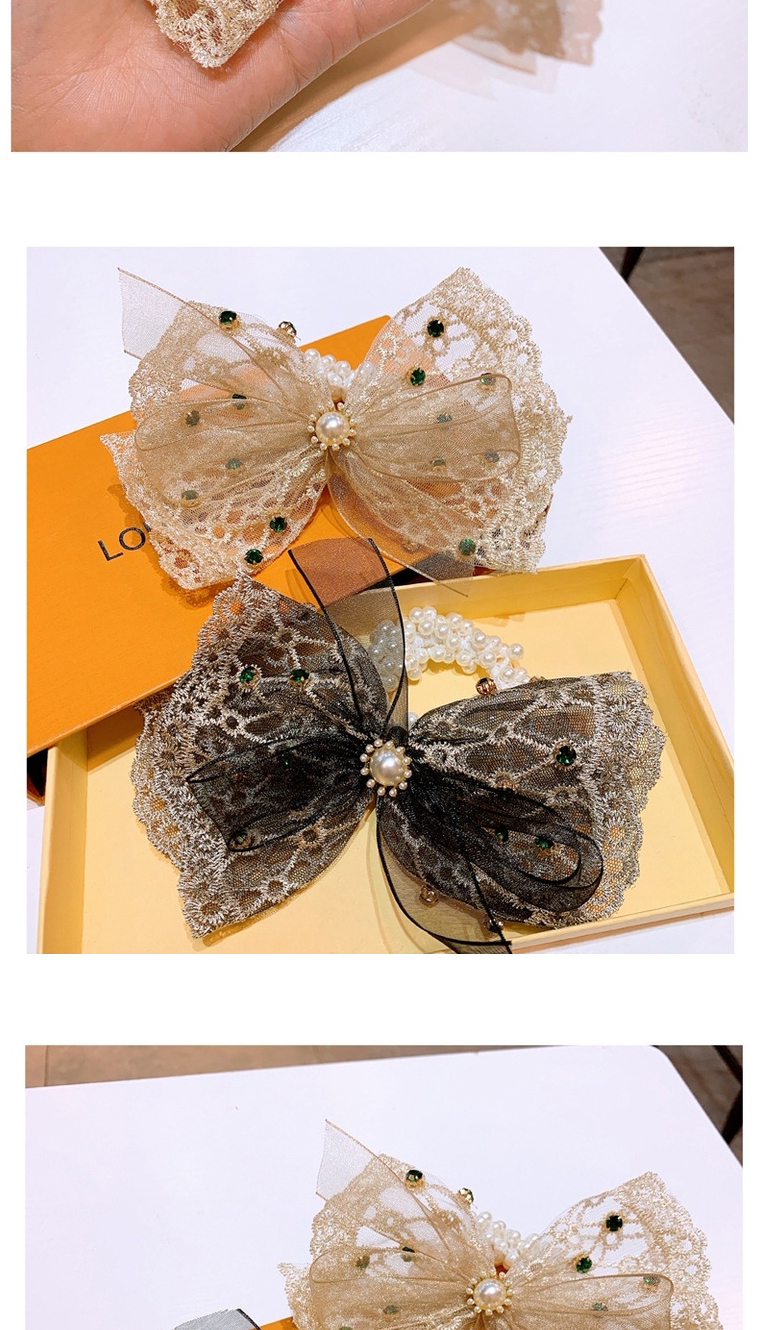 Fashion Black Pearl Lace Hairline With Big Lace Bow,Hair Ring