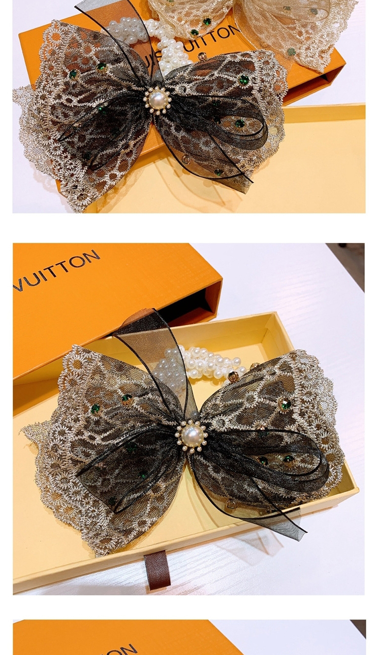 Fashion Black Pearl Lace Hairline With Big Lace Bow,Hair Ring