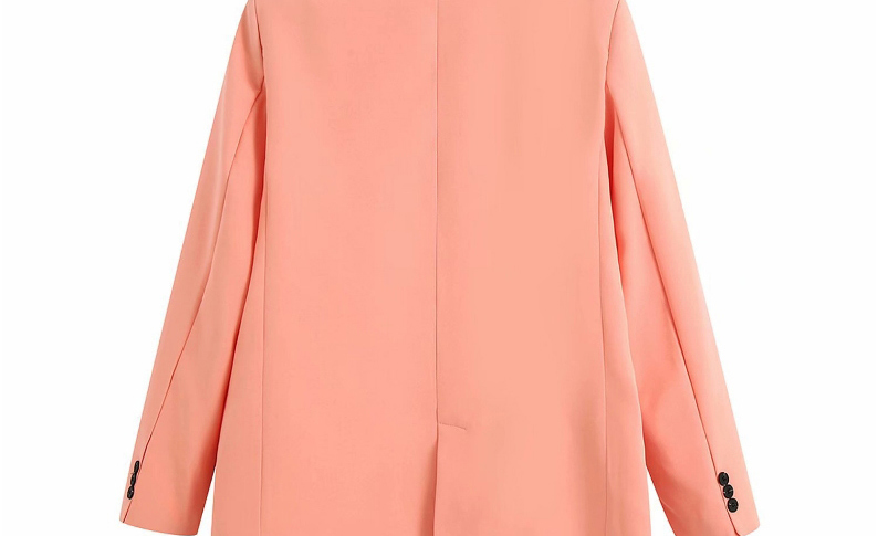 Fashion Light Pink Single-breasted Solid Color Long Blazer,Coat-Jacket