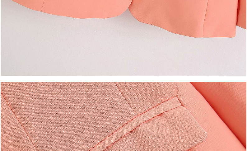 Fashion Light Pink Single-breasted Solid Color Long Blazer,Coat-Jacket