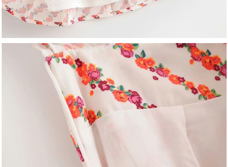 Fashion White Floral Print Pleated Crimp Skirt,Skirts