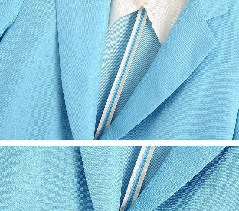 Fashion Blue Solid Long Blazer With Buttons,Coat-Jacket