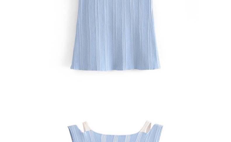 Fashion Blue V-neck Fake Two-piece Knitted Vest Top,Tank Tops & Camis