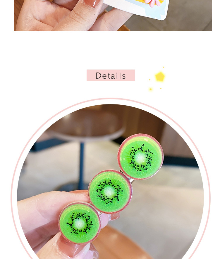 Fashion Kiwi Series #6 Piece Set Resin Flower Fruit Alloy Hollow Hair Clip Set,Hairpins