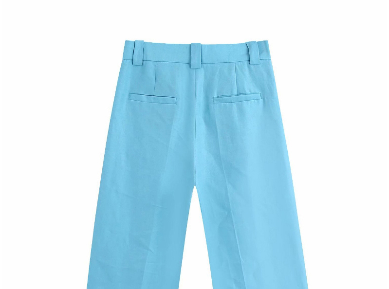 Fashion Blue Solid Color Loose Straight Shorts,Shorts