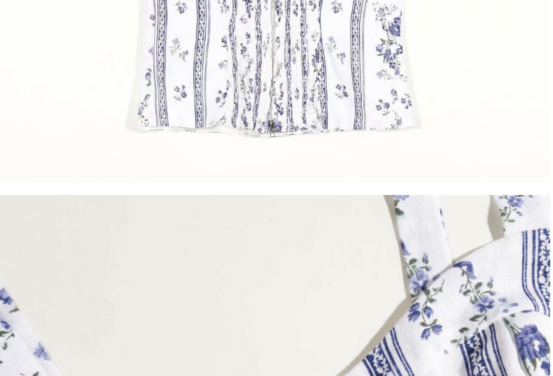 Fashion White Striped Flower Print Strapless Tube Top Tank Top,Tank Tops & Camis
