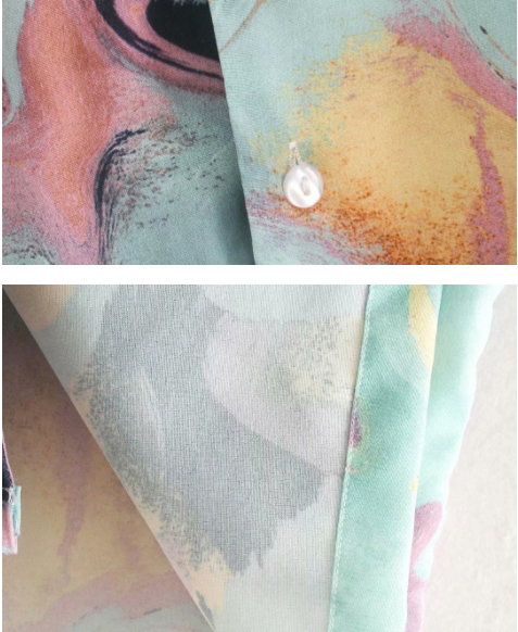 Fashion Color Mixing Flowing Watercolor Print Contrast Shirt Top,Tank Tops & Camis