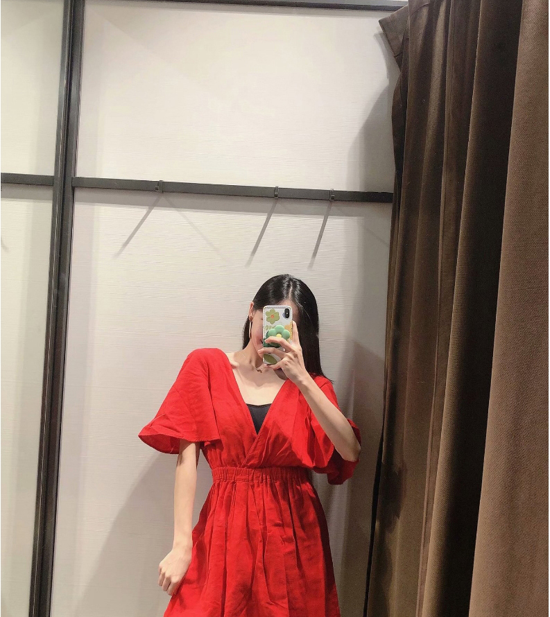 Fashion Red Linen Waist Solid Color V-neck Jumpsuit,Bodysuits