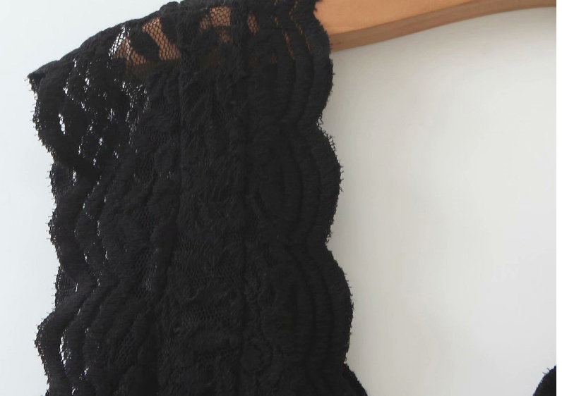 Fashion Black Lace Stitching Lace V-neck Jumpsuit,Bodysuits
