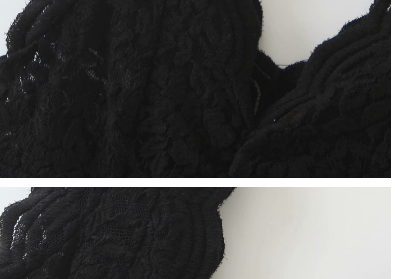 Fashion Black Lace Stitching Lace V-neck Jumpsuit,Bodysuits